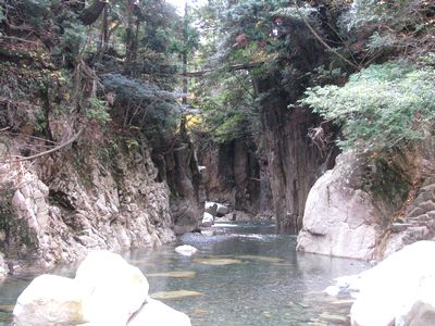 鉄橋が破損している大瀞