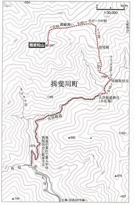 ガイドブック「名古屋周辺の山ベストコース200」の登山ルート図