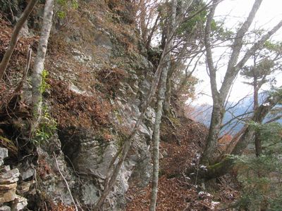 岩稜の右側の段差を上る