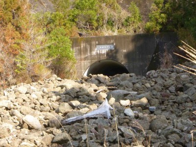 土砂に埋もれた一ノ水トンネル