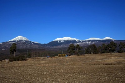 麓から蓼科山を眺望する