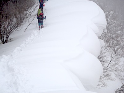 誰かがお好きなフォルムをした雪庇…サービスカットです