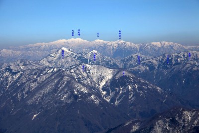 白山方面の眺望（金糞岳山頂から）