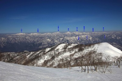 奥美濃方面の眺望（金糞岳山頂から）