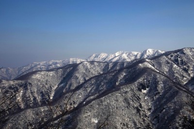 江越国境尾根からの美濃俣丸、笹ヶ峰の眺望