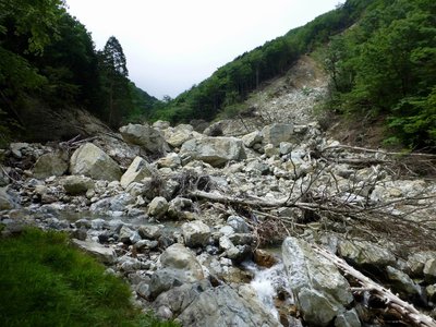 ここに河原小屋がありました（跡形もありません！）