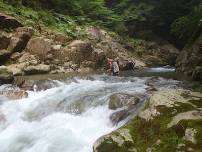 川浦谷本流の渡渉