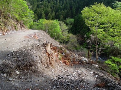 マナコ谷出合下流の工事現場。