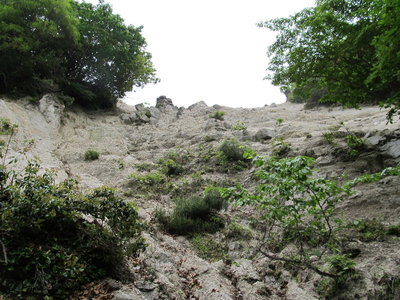 ここを登ると白谷のザレ場