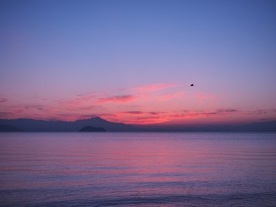 湖西の浜の夜明け