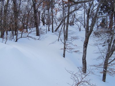 東峰付近の積雪。