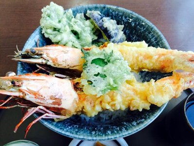 ジャンボ海老天丼（藤橋の湯）