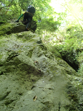 ゴジラの背のようなリッジの岩