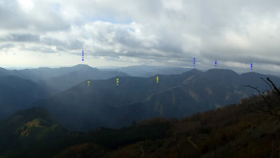 迷岳の尾根からの南方向の眺望