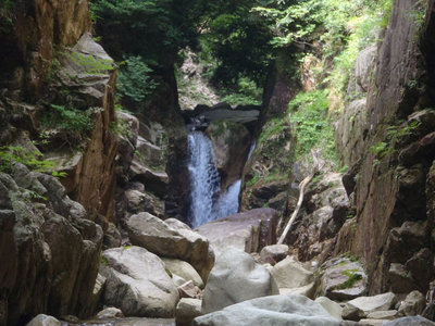 滝下流.JPG (207.25 KiB) 閲覧された回数 4344 回 下谷尻谷最大の滝(下流から)