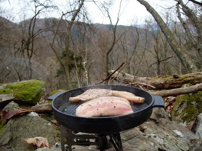 独り豚バラ焼肉(案の谷左俣）。