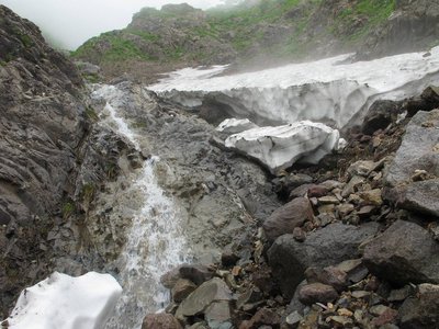左俣の雪渓が途絶えた・・・