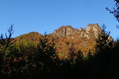 藪に覆われた鶴峯山とジャンダルム（右側）
