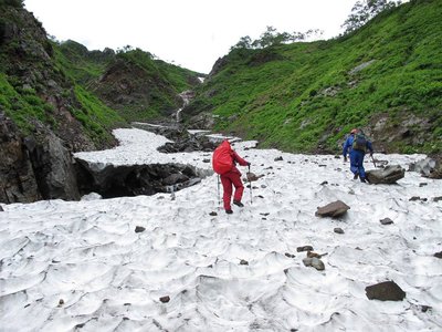 さあ草付に取付いて尾根に上がろう