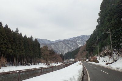 高時川と山を眺めながらの車道歩き