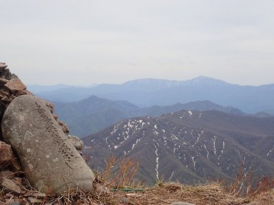 荒島から能郷白山.jpg (80.18 KiB) 閲覧された回数 4630 回 振り返れば能郷白山。前山が特徴的