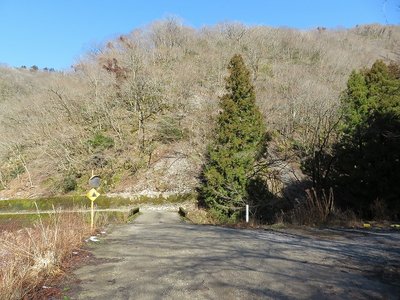 白谷出合で見るリョウシへの尾根の取りつき、写真より急です