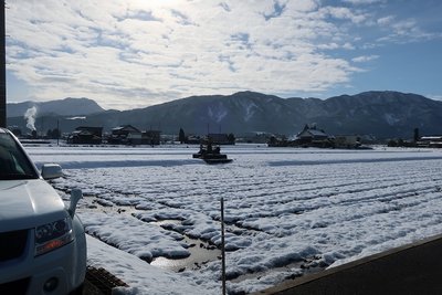 南砺市井波の畑でやっとこんなもの<br />もちろん道路は乾燥してます