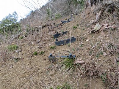 崩れかけたプラ階段