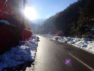 きれいに除雪されている国道306号線