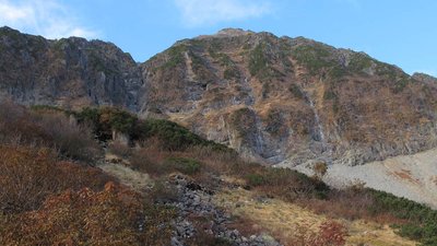 北穂北壁～北穂小屋の人声が聞こえてきます