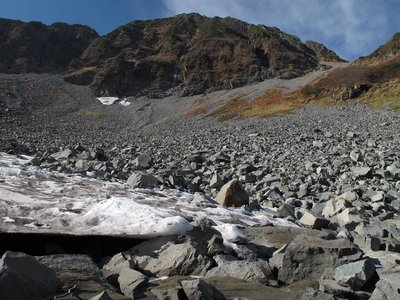 北穂北壁を仰ぐ