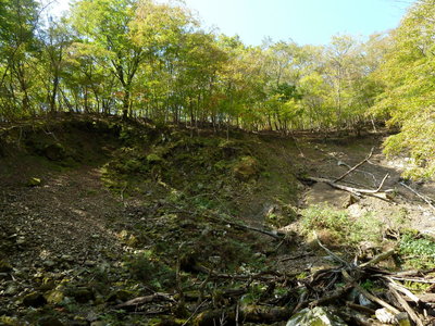 三筋の滝手前の大崩壊