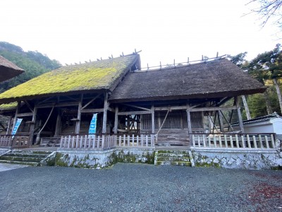 苔生した本殿と脇摂社