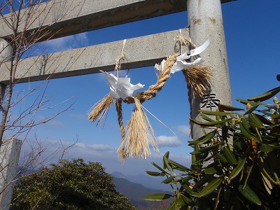 注連縄が揺れる高宮の鳥居
