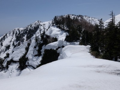 三方崩への稜線