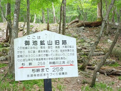 小学校跡階段前にある案内看板