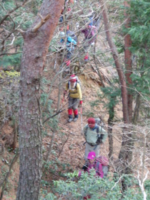 天女に導かれる信者一同