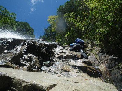 不動滝の登攀