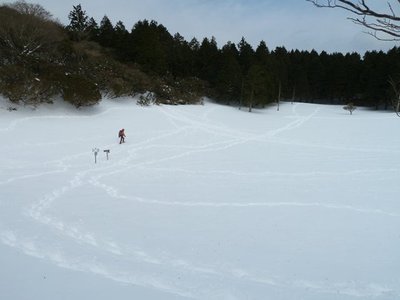 スノーシューで歩き回る