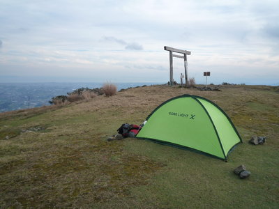 山頂に張ったテント