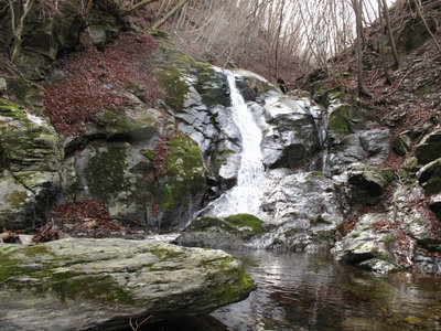 緩やかに曲がった滝