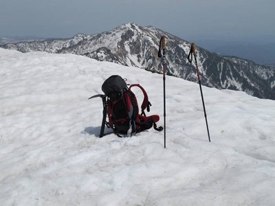 ぽぽんたの立つ頂にはいつもな～んにもないよ（間名古の頭のてっぺんにて）