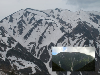 焼滑方面から見る別山、聖岳にちょっと似てるでしょ？