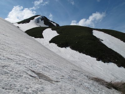 シャチ君を連想させる残雪模様