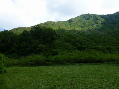 P1050250.JPG (195.58 KiB) 閲覧された回数 4719 回 火口原から経ヶ岳の旧火口壁を見上げる